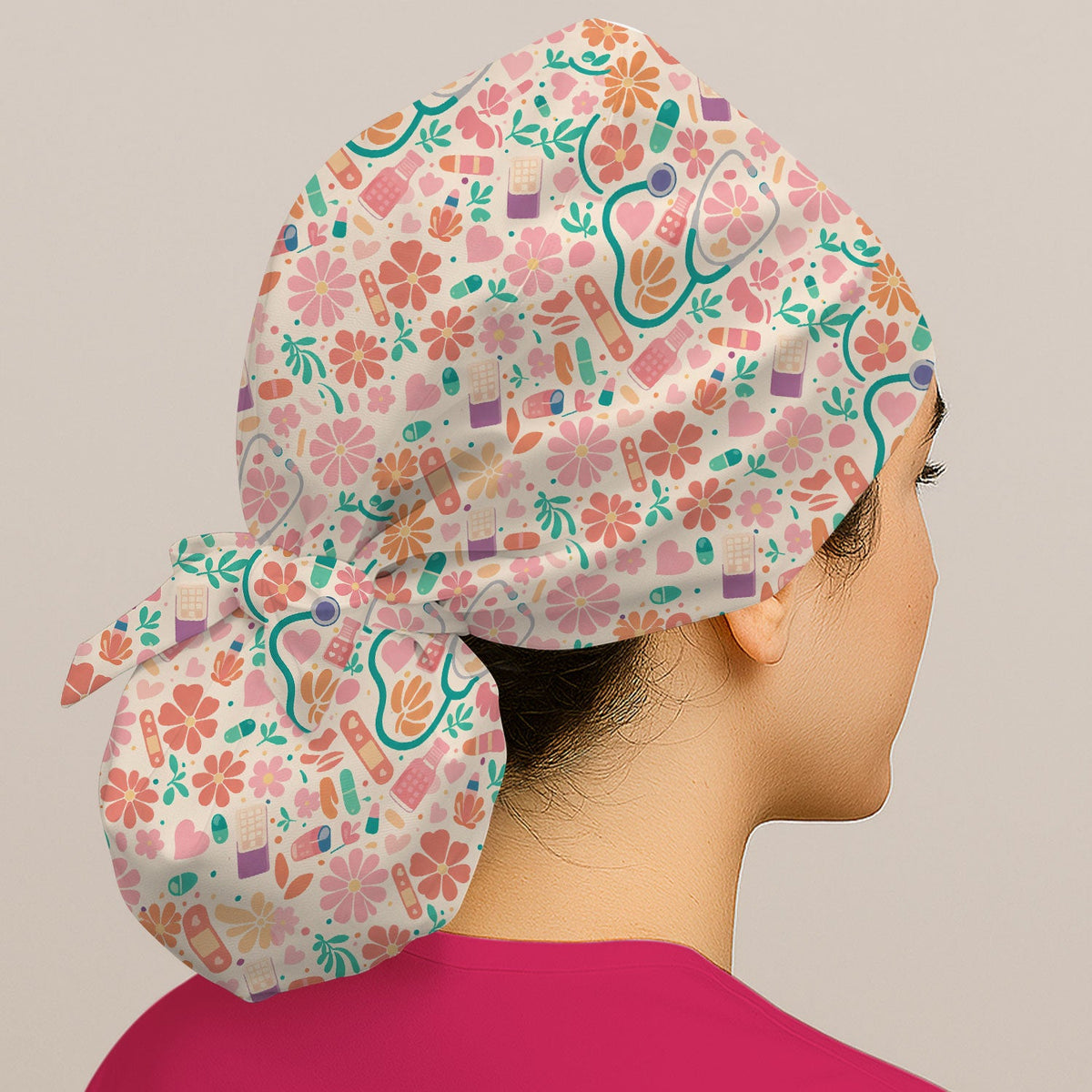 Medical Floral Scrub Cap