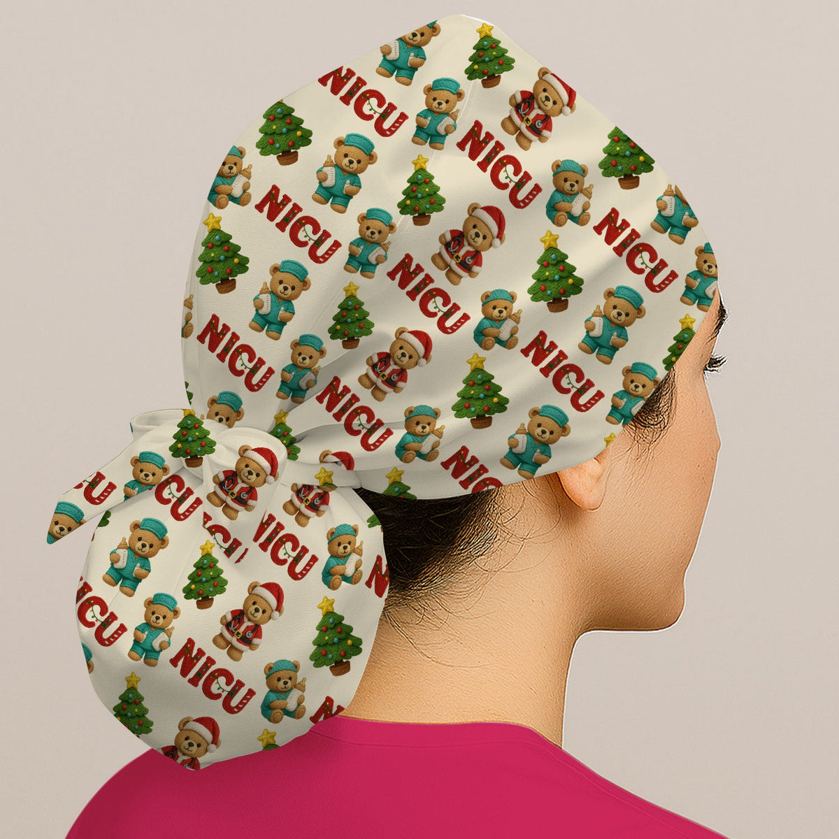 NICU Nurse Teddy Bear Scrub Cap - Christmas Gift