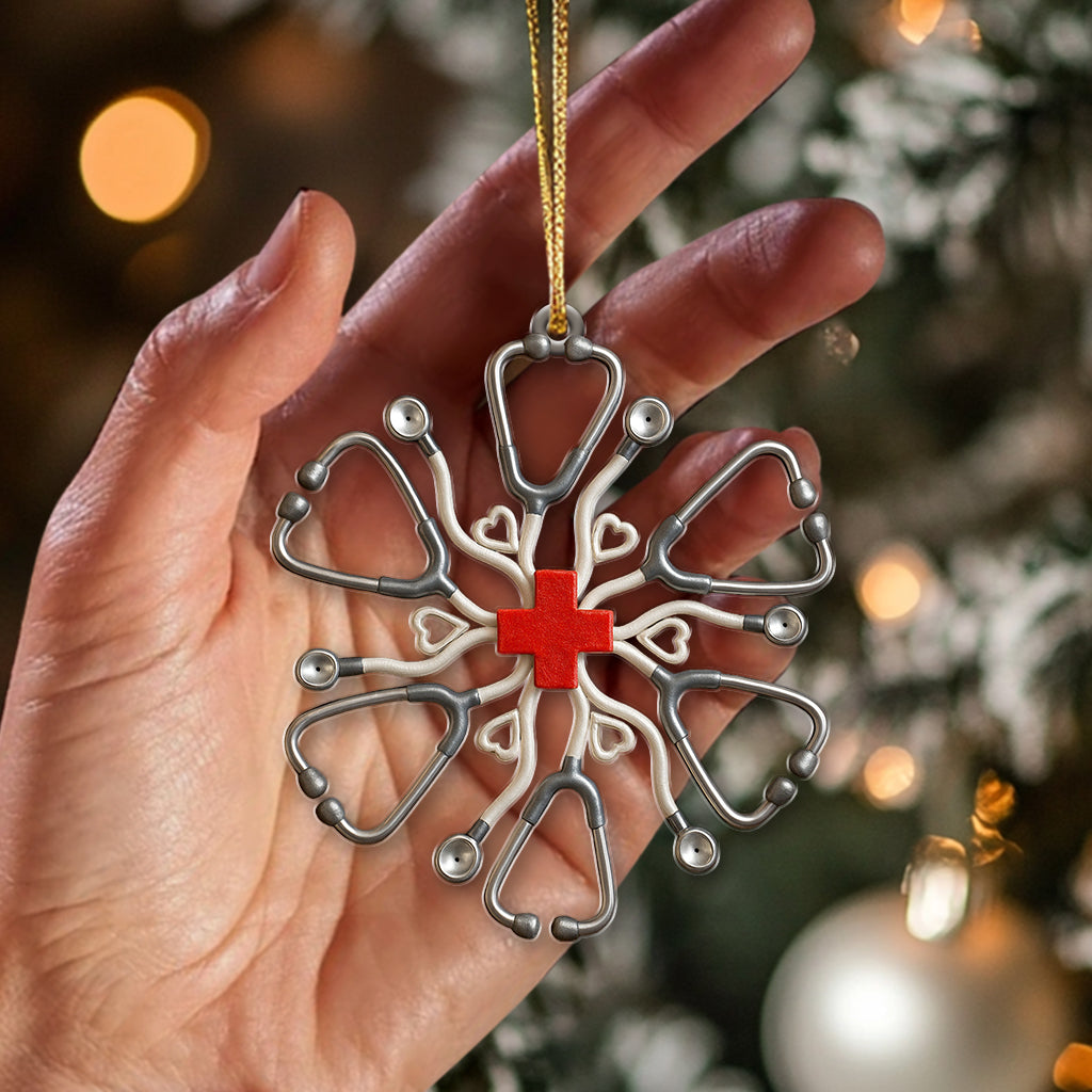 Personalized Stethoscope Snowflake Christmas Nurse Ornament