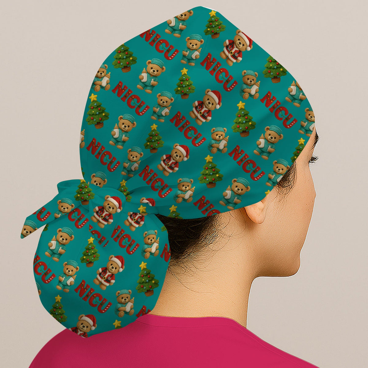 NICU Nurse Teddy Bear Scrub Cap - Christmas Gift