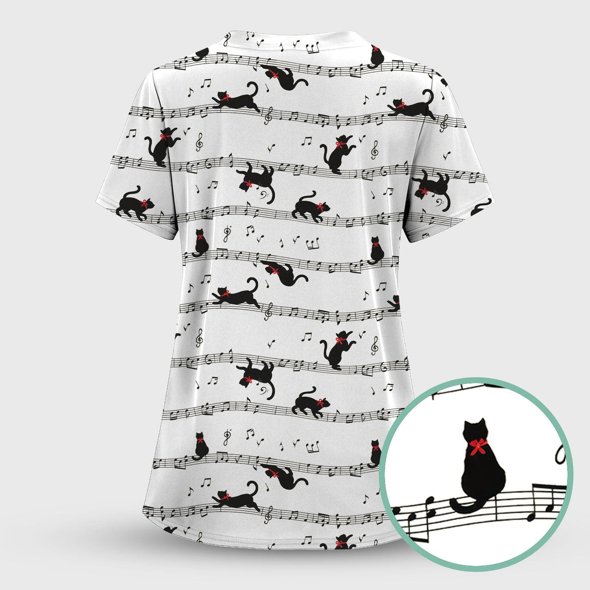 Dancing Black Cat Music Nurse Scrub Set