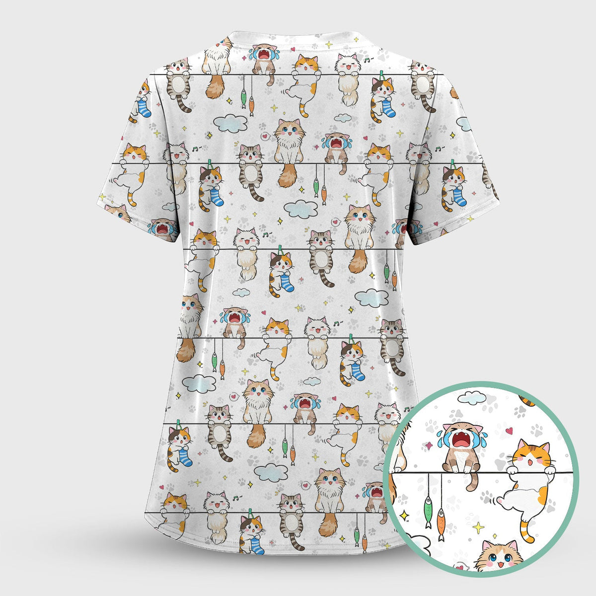 Cats With Cute Expressions Nurse Scrub Set