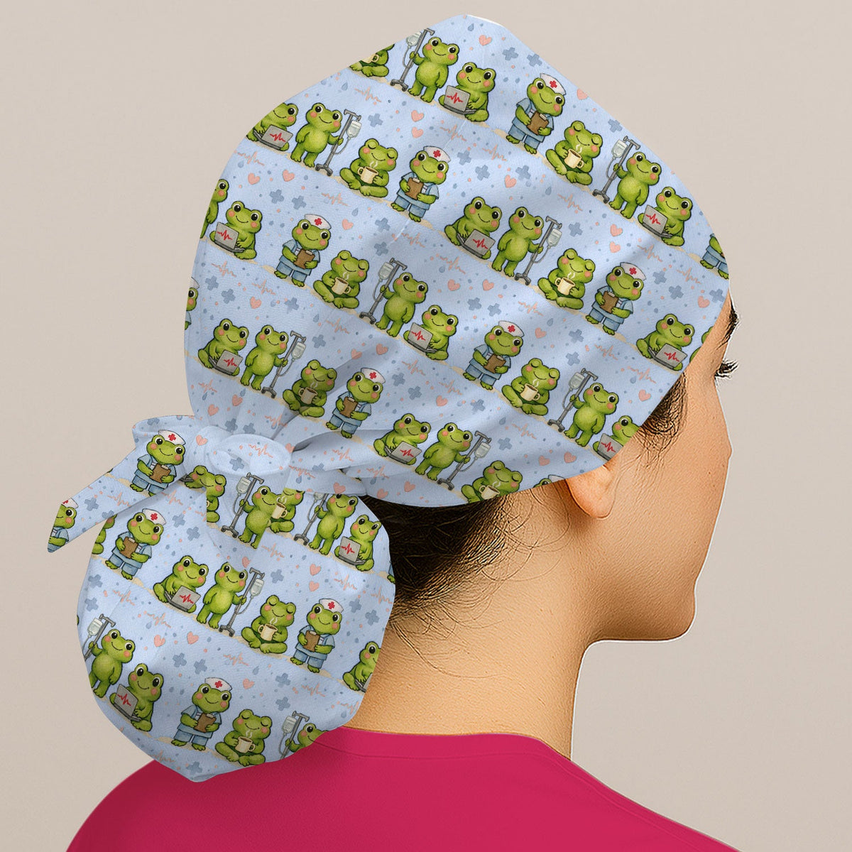 Adorable Frog Various Poses Scrub Cap