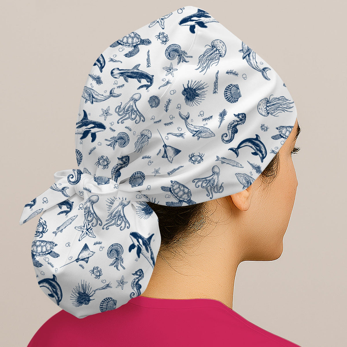 Marine Sea Life Scrub Cap