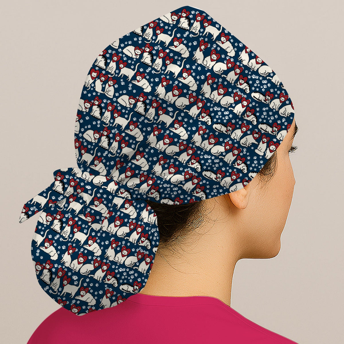 Cat Heart Scrub Cap
