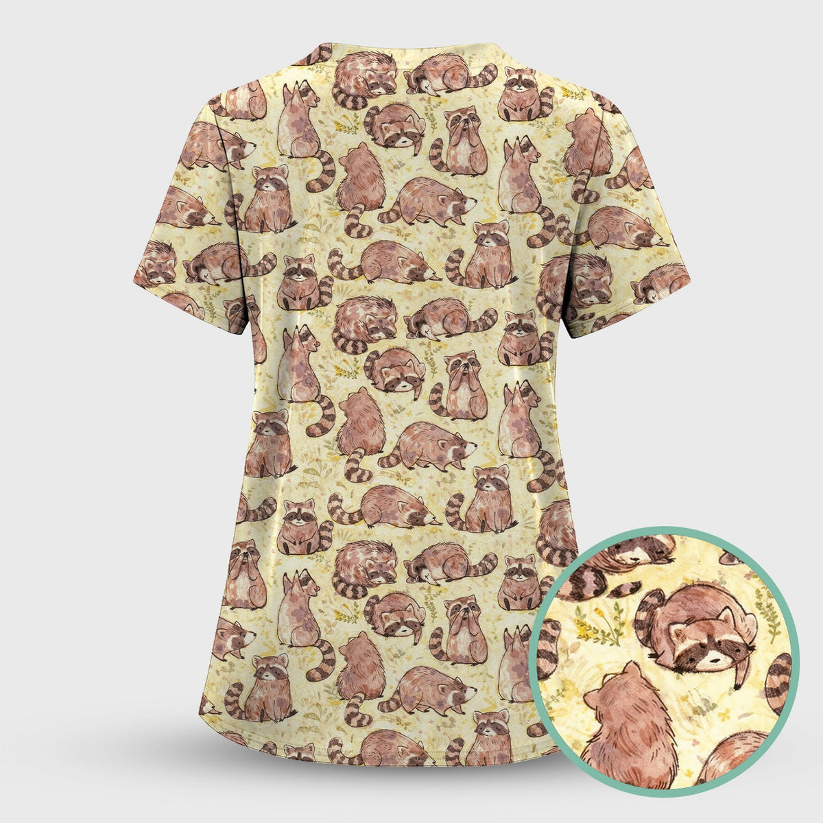 Raccoon Woodland Nurse Scrub Top