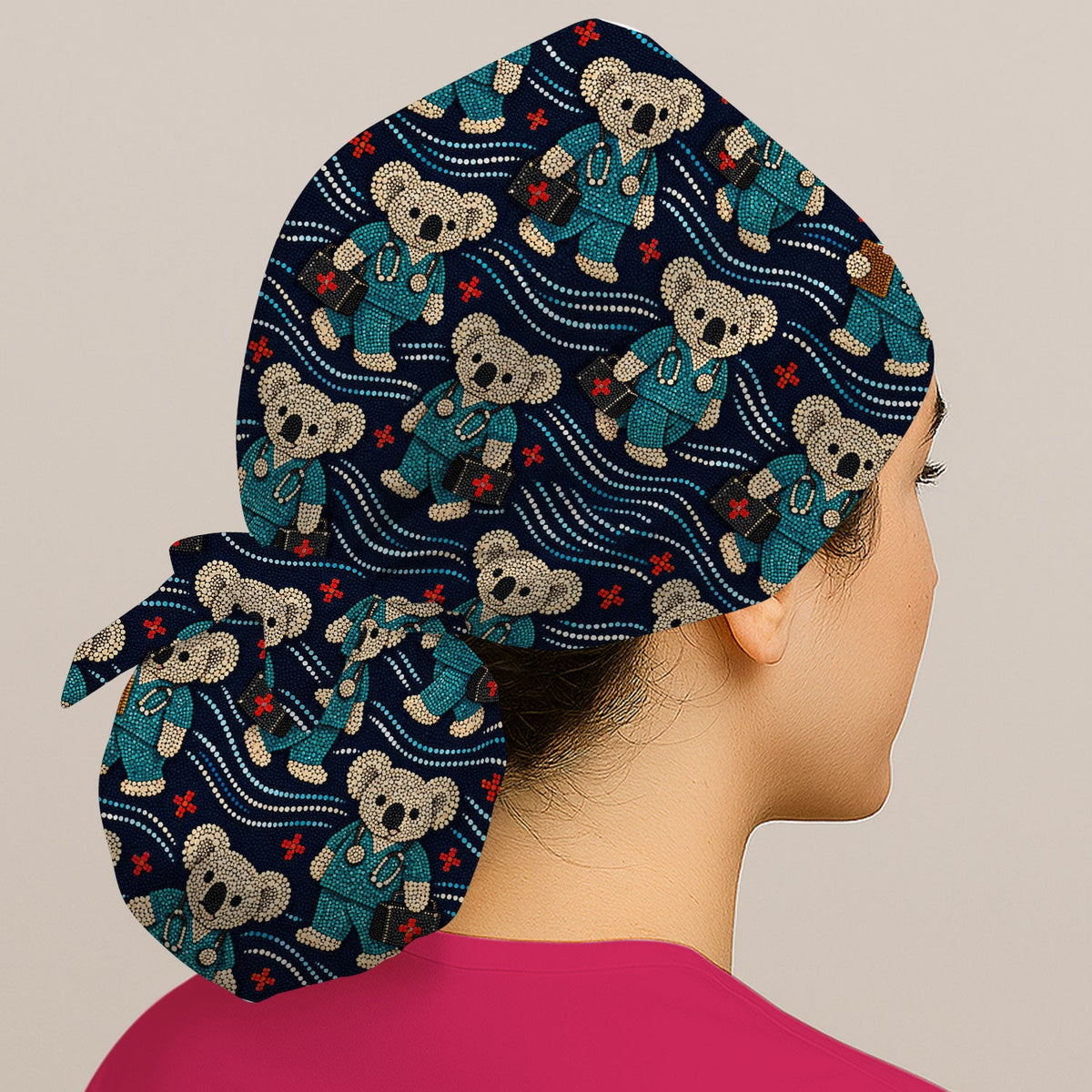 Aboriginal Dot Art Koala Scrub Cap