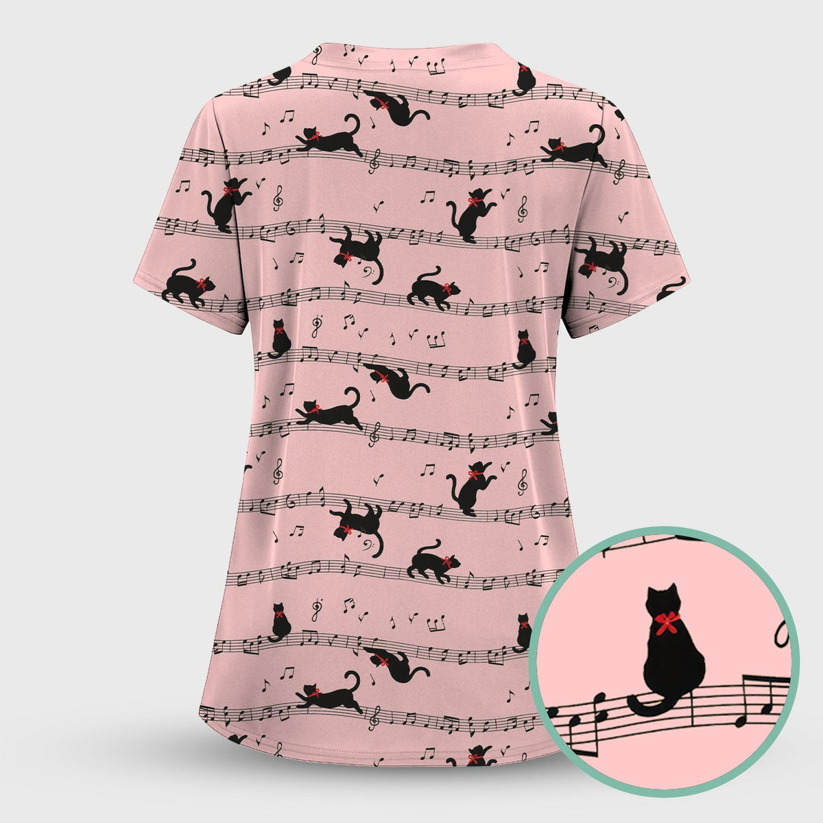 Dancing Black Cat Music Nurse Scrub Set