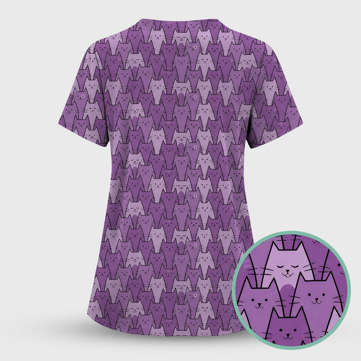 Purple Cats Nurse Scrub Top