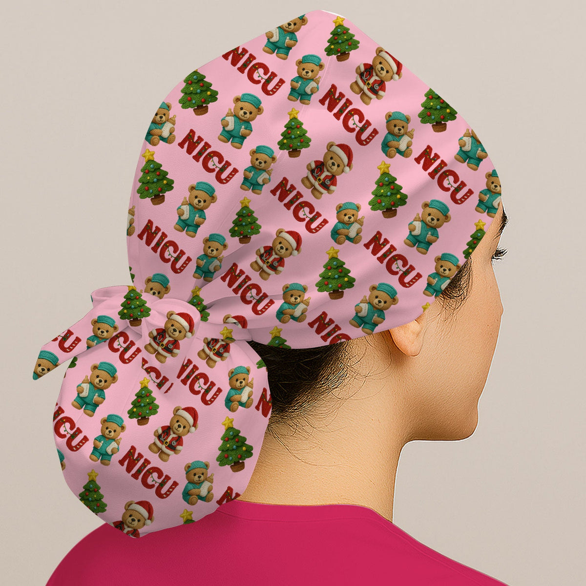 NICU Nurse Teddy Bear Scrub Cap - Christmas Gift