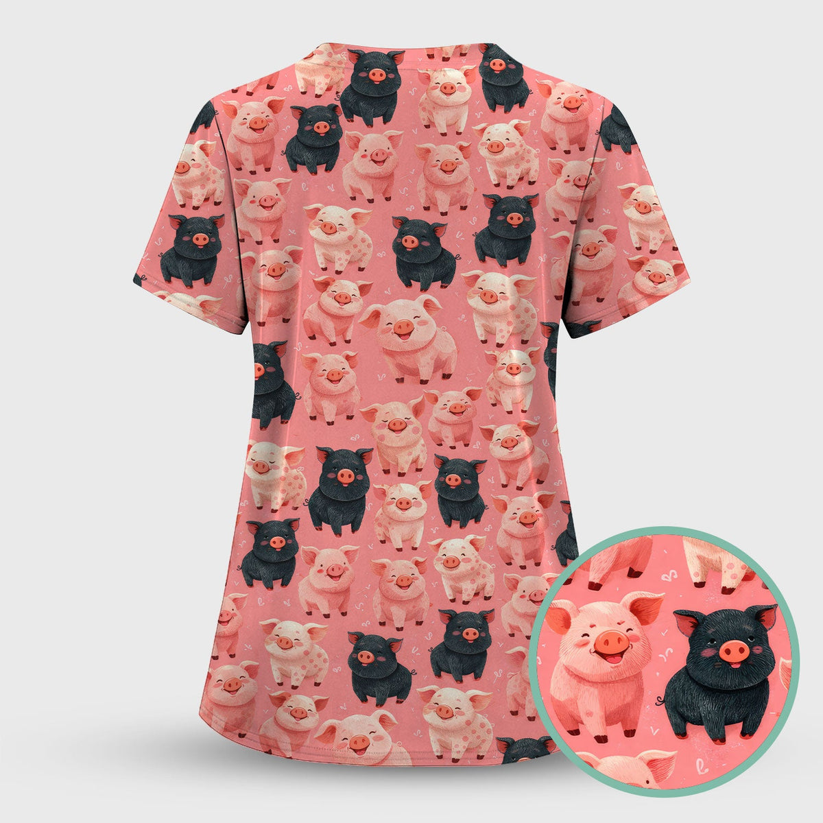 Cartoon Pig Nurse Scrub Set