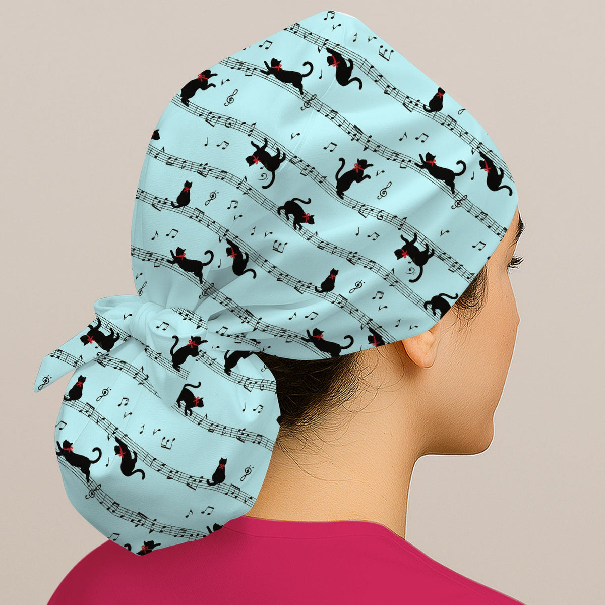 Dancing Black Cat Music Scrub Cap