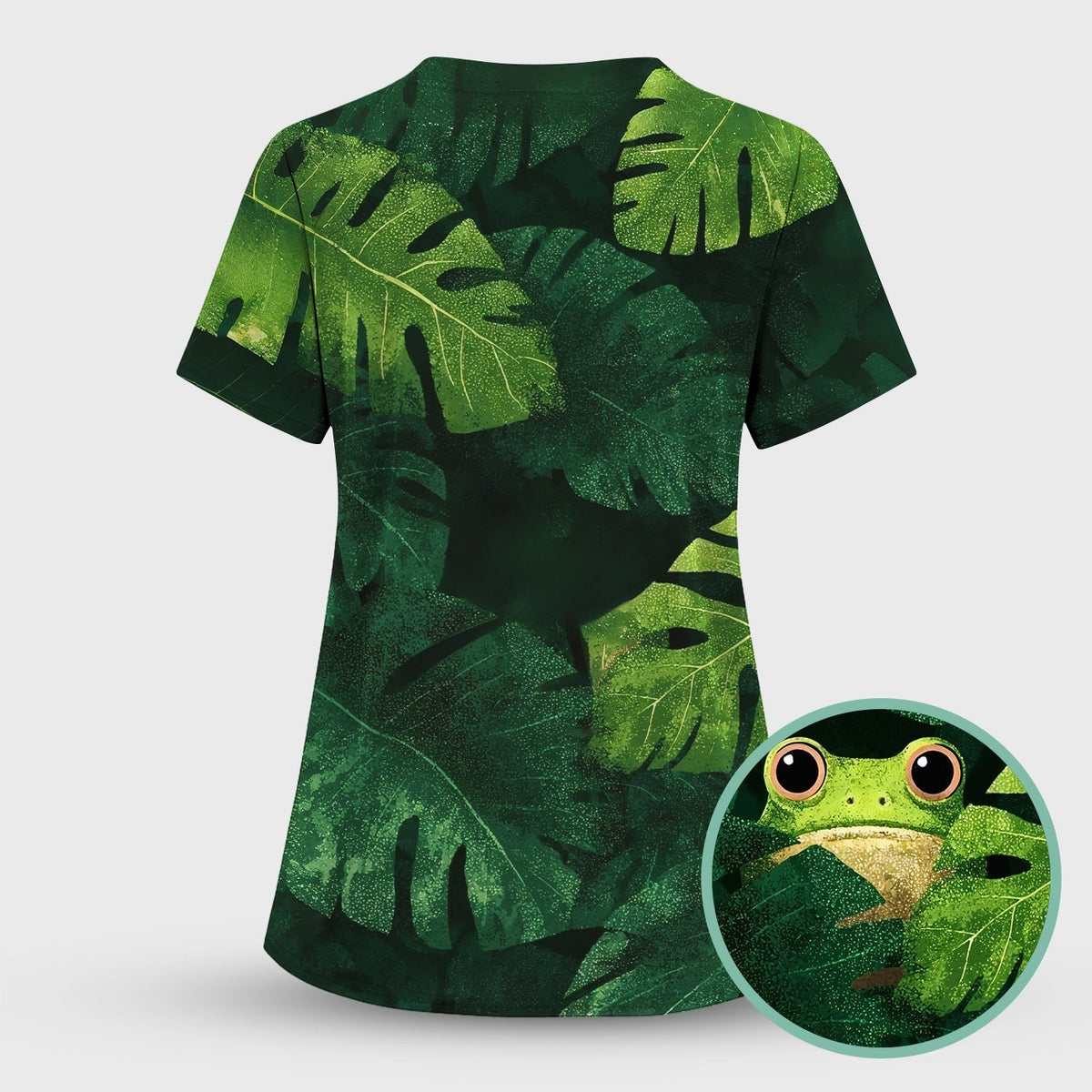 Frog Jungle Leaves Nurse Scrub Set