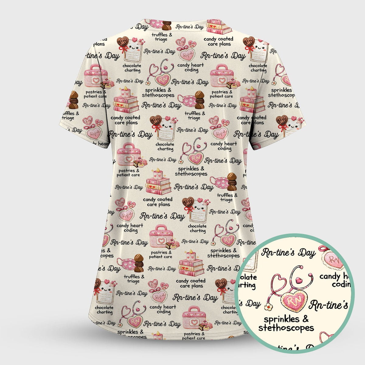RN Sweets Valentine Stethoscope Nurse Scrub Set