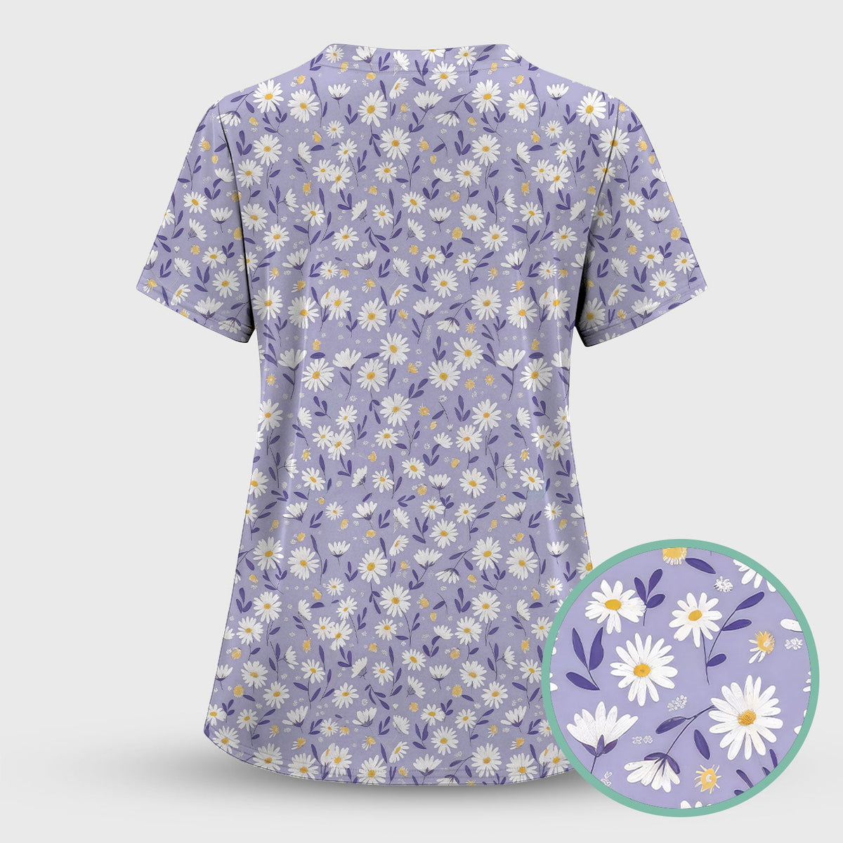Purple Daisy Botanical Nurse Scrub Set