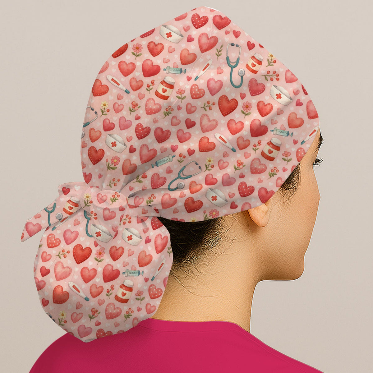 Medical Heart Scrub Cap - Valentines Day Gift For Nurse