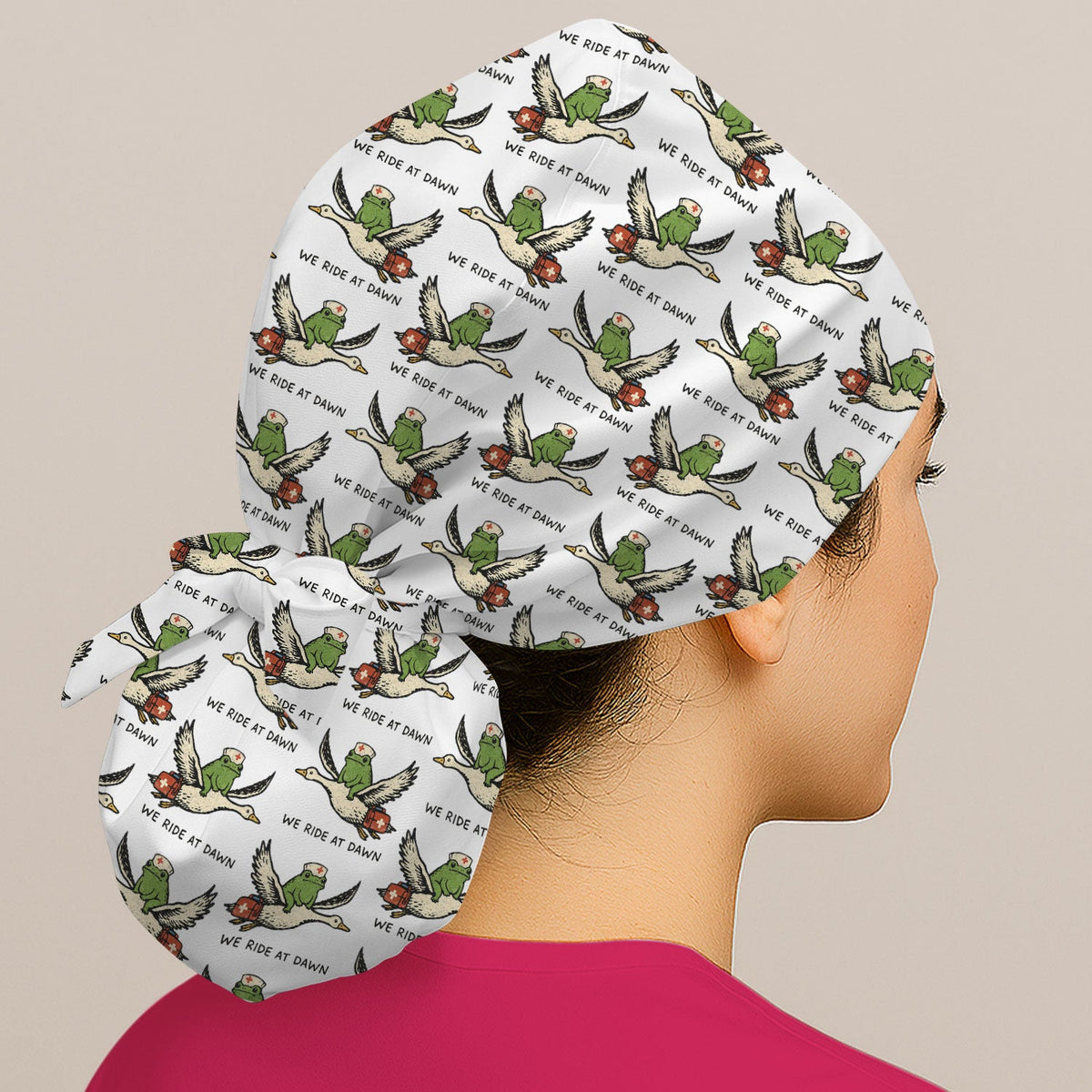 Frog Riding Goose Scrub Cap