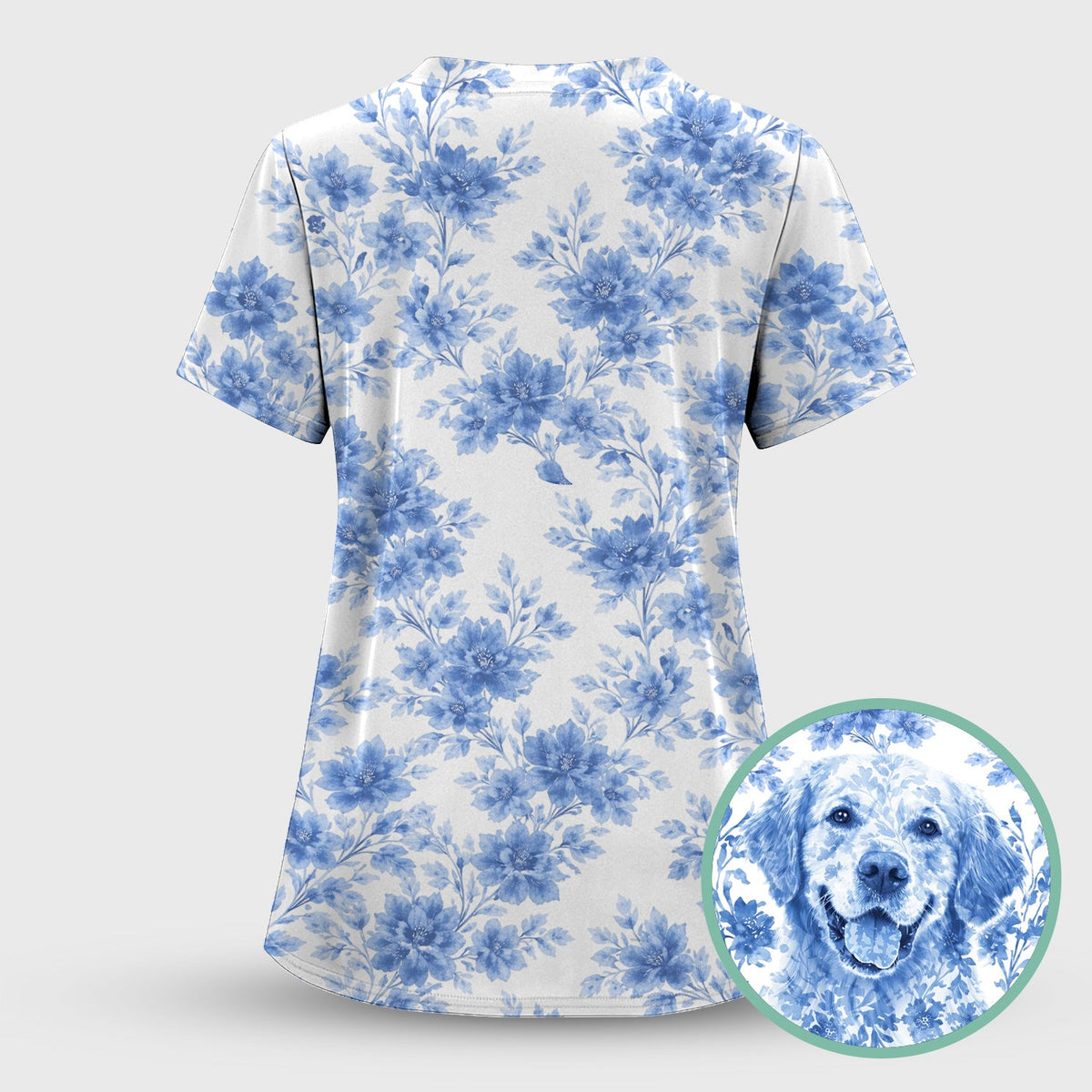 Personalized Pet Photo Floral Scrub Set