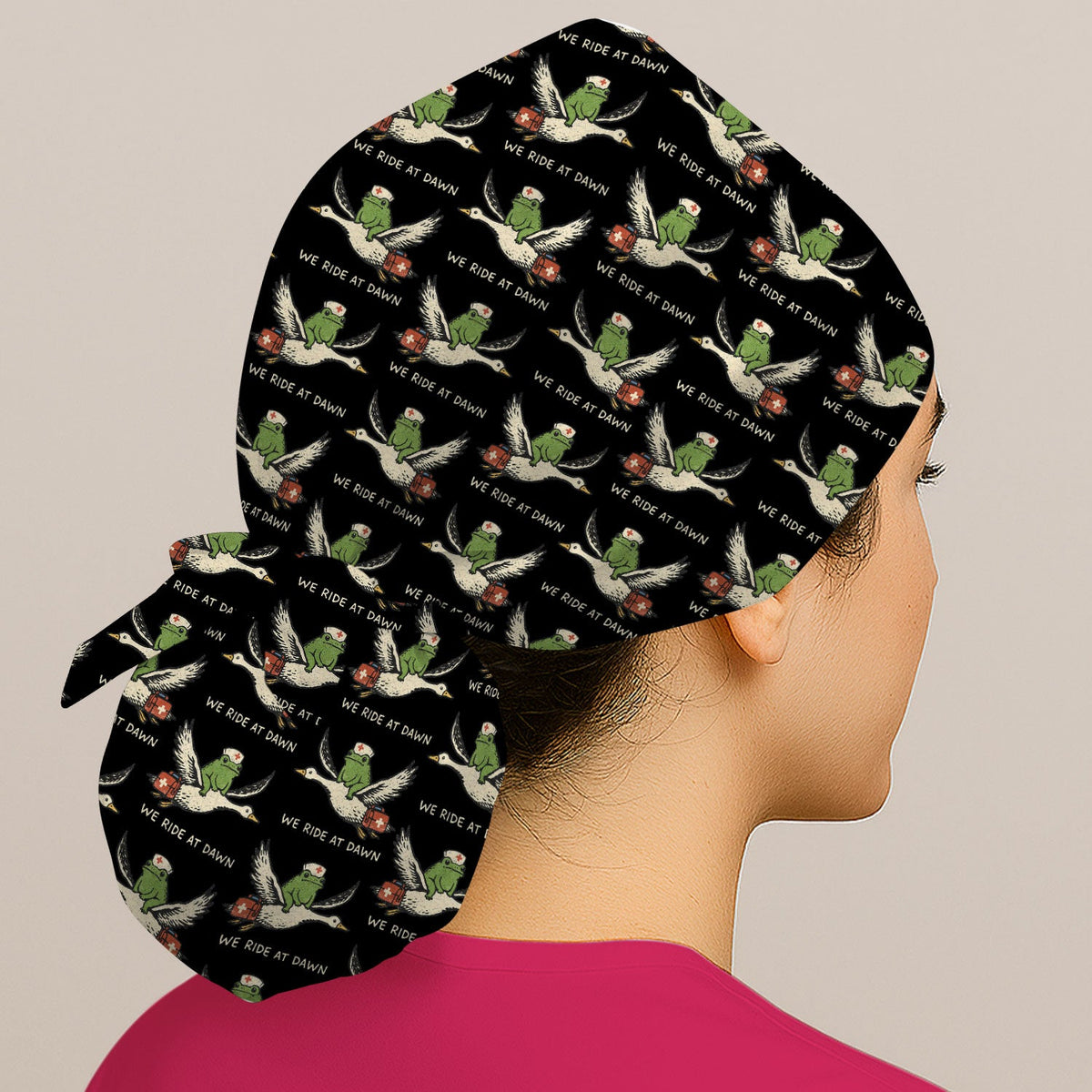 Frog Riding Goose Scrub Cap
