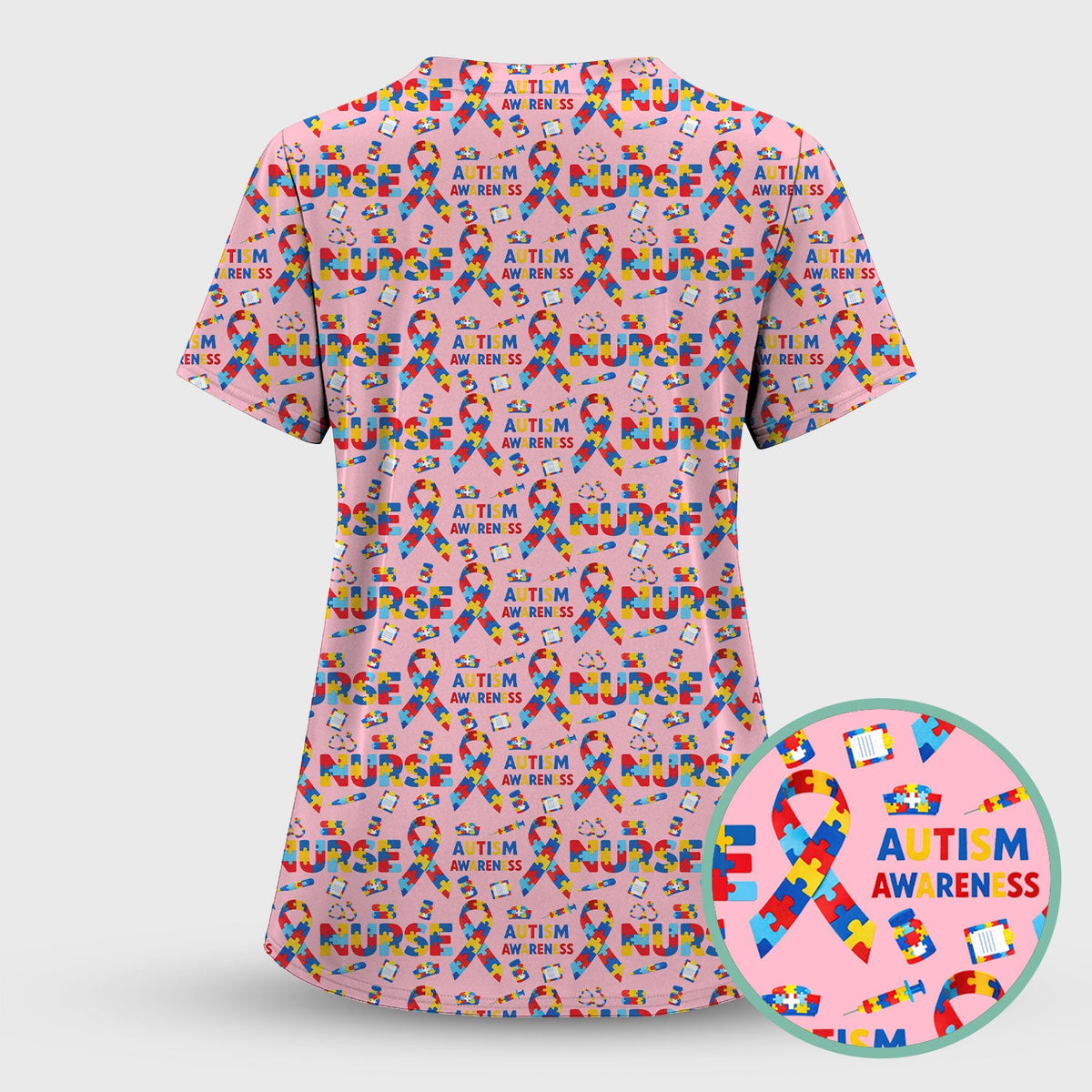 Autism Awareness Puzzle Ribbon Nurse Scrub Set