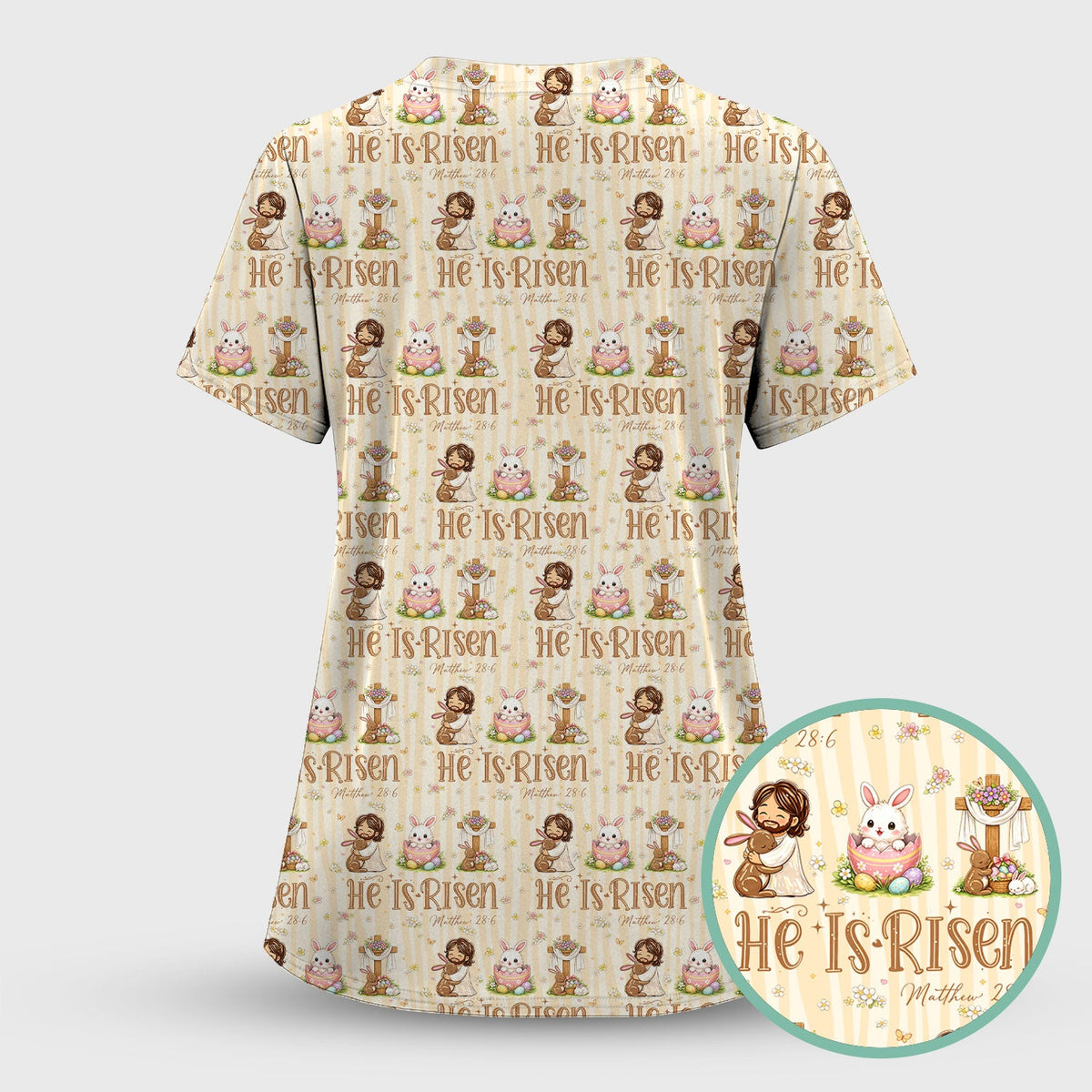 He Is Risen Jesus Easter Print Scrubs Nurses, Comfortable Scrubs for Nurses