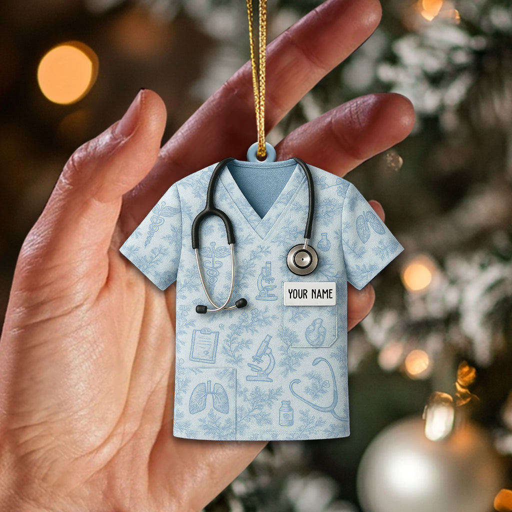 Personalized Toile De Jouy Scrub Ornament