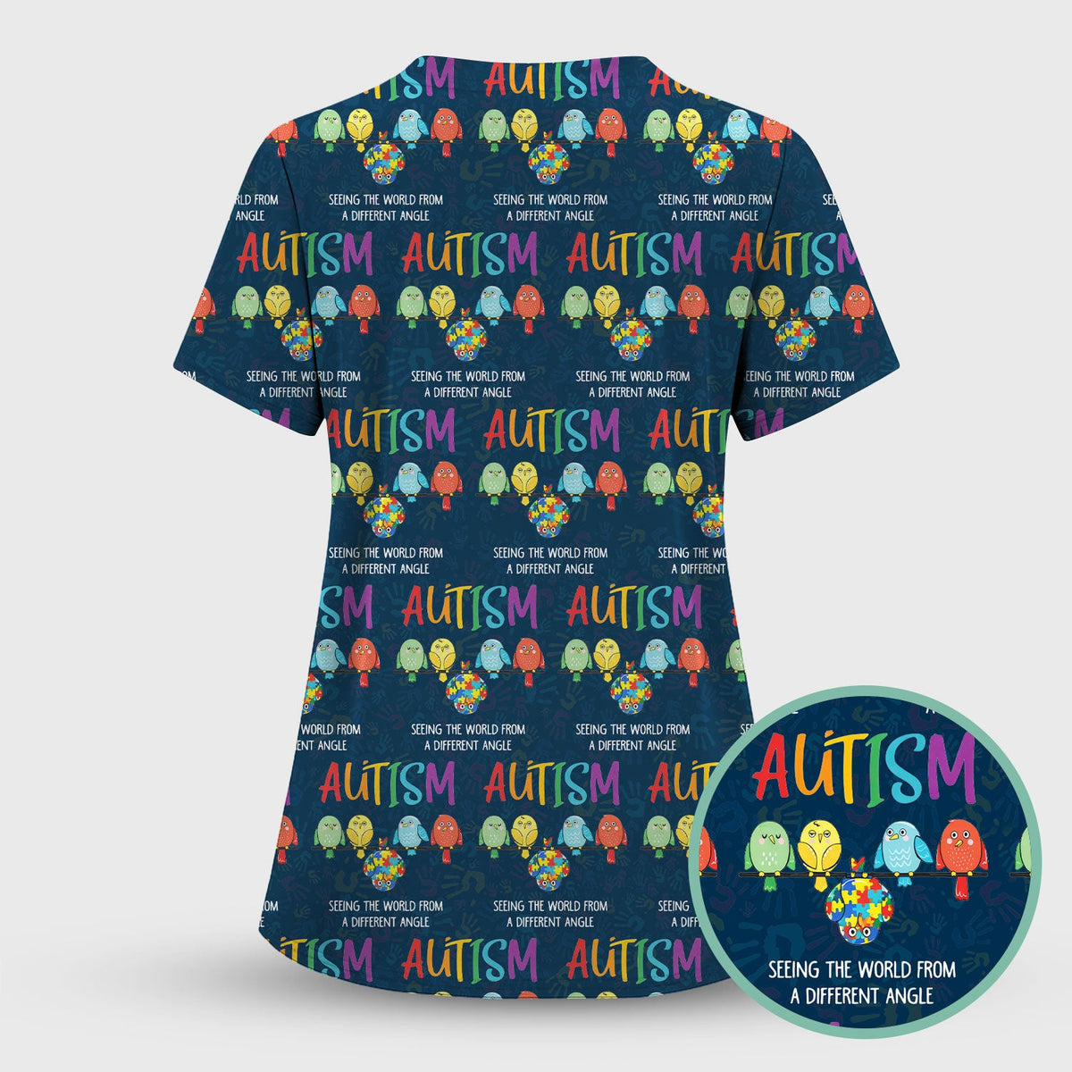 Autism Seeing The World From A Different Angle Nurse Scrub Set