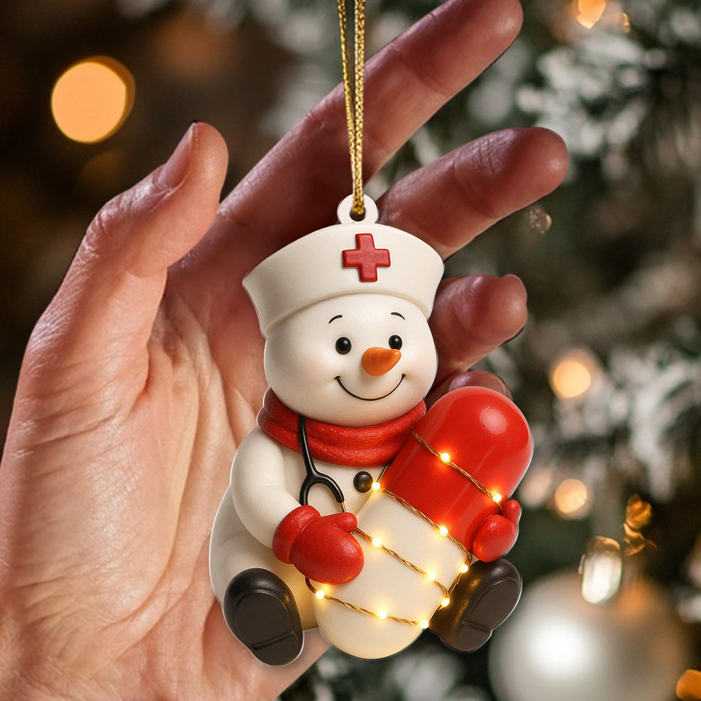 Personalized Snowman Nurse Pill Ornament