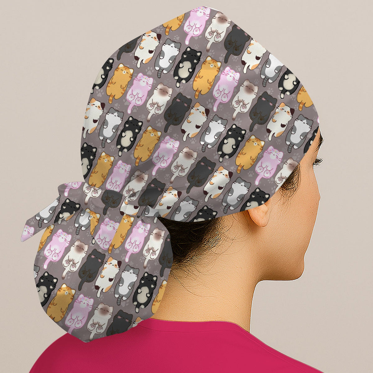 Cartoon Cats All Over Scrub Cap