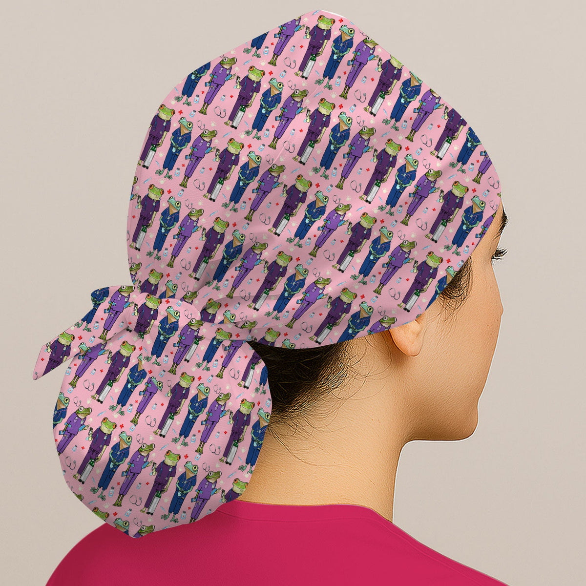Frog Nurse Print Scrub Cap