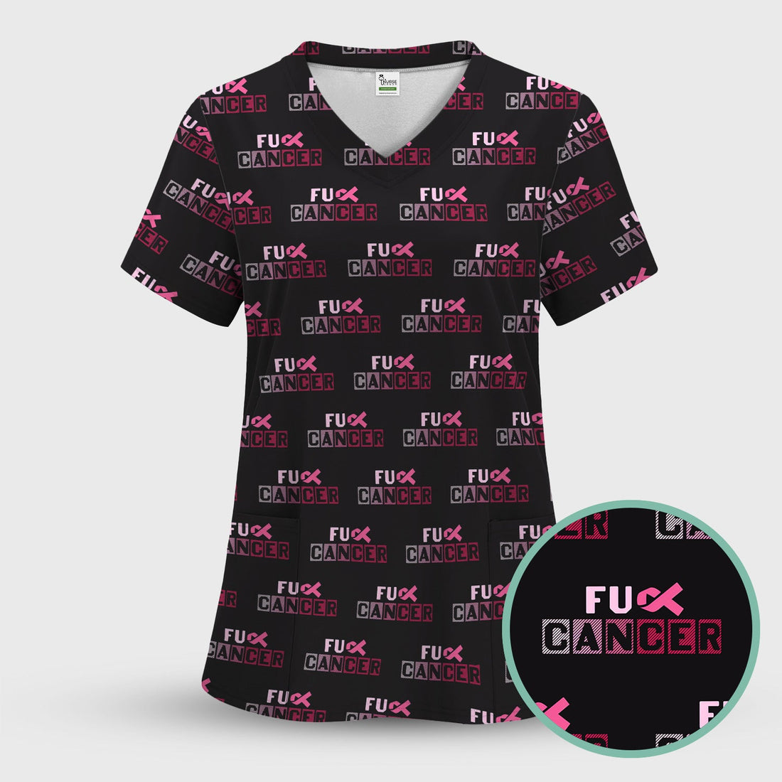 Breast Cancer Pink Ribbon Survivor Nurse Scrub Top