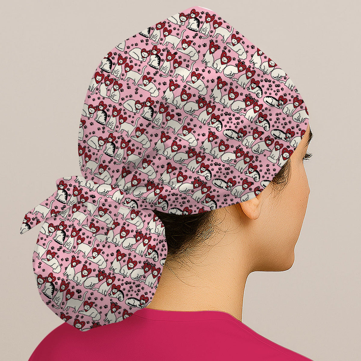 Cat Heart Scrub Cap