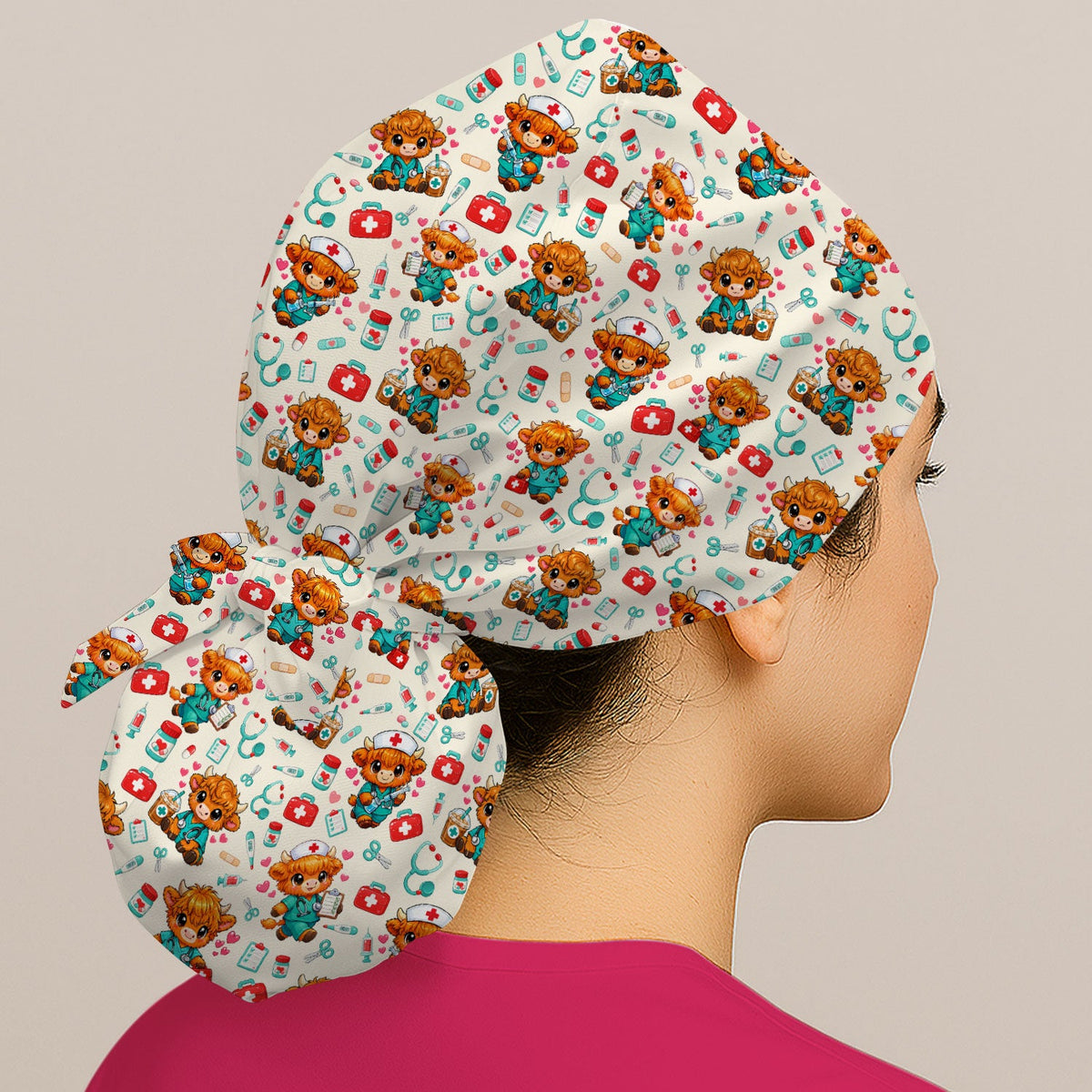 Kawaii Highland Cow Scrub Cap