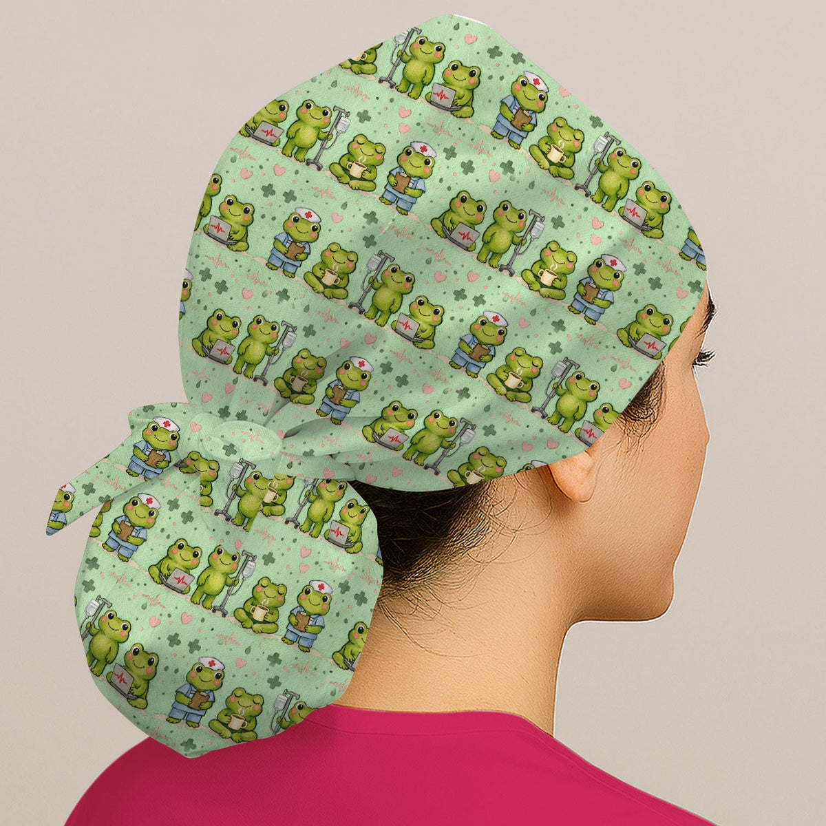 Adorable Frog Various Poses Scrub Cap
