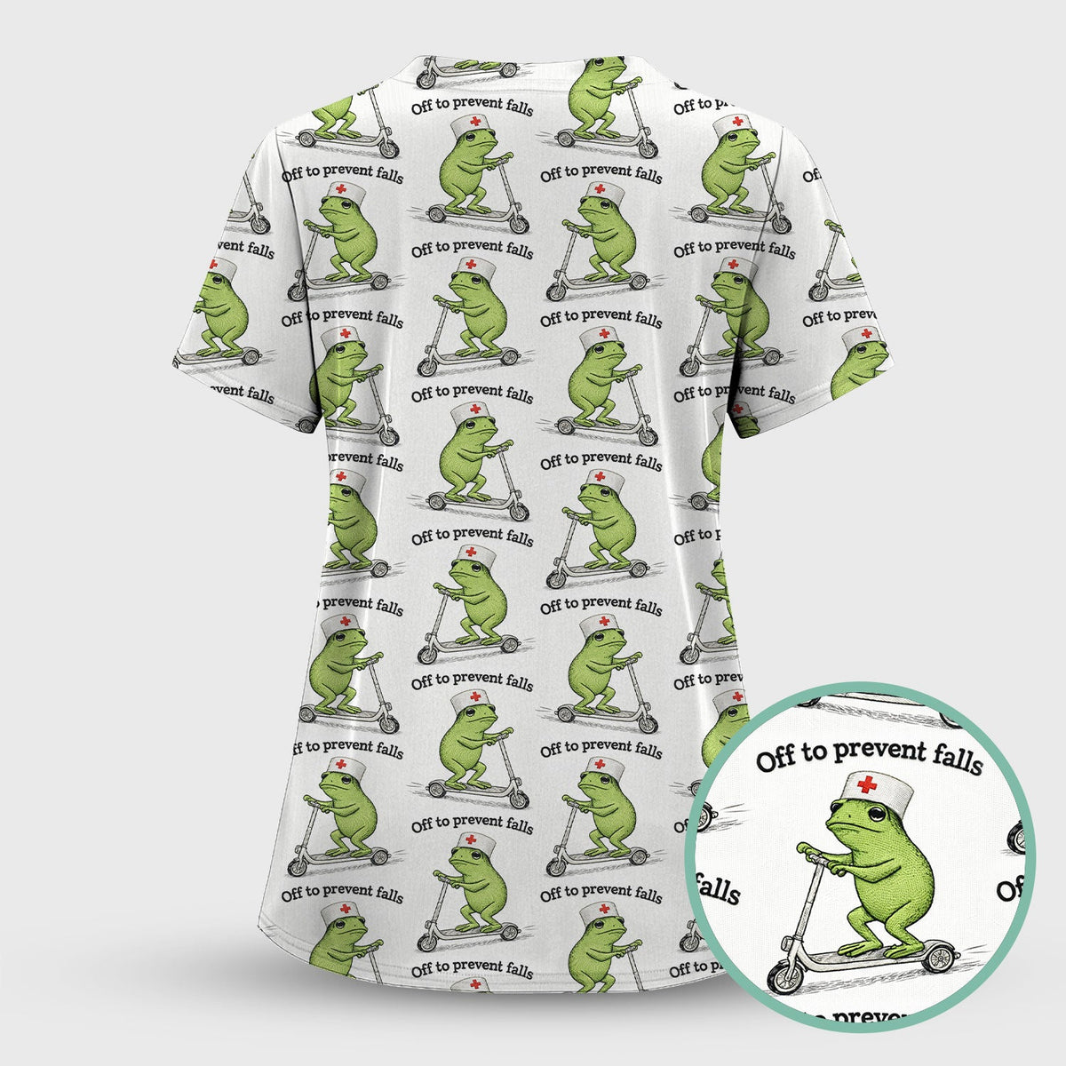 Funny Nurse Scrub Top, Off To Prevent Falls Nursing Shirt, Breathable Fabrics Nursing Uniform