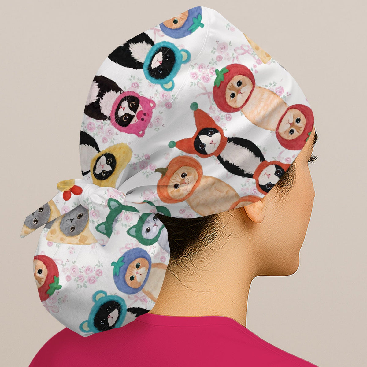 Cartoon Cat Scrub Cap