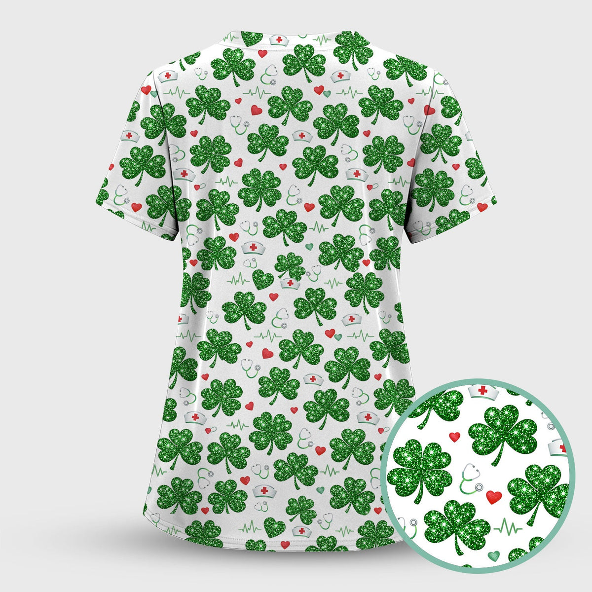 St Patrick Clover Nurse Scrub Set