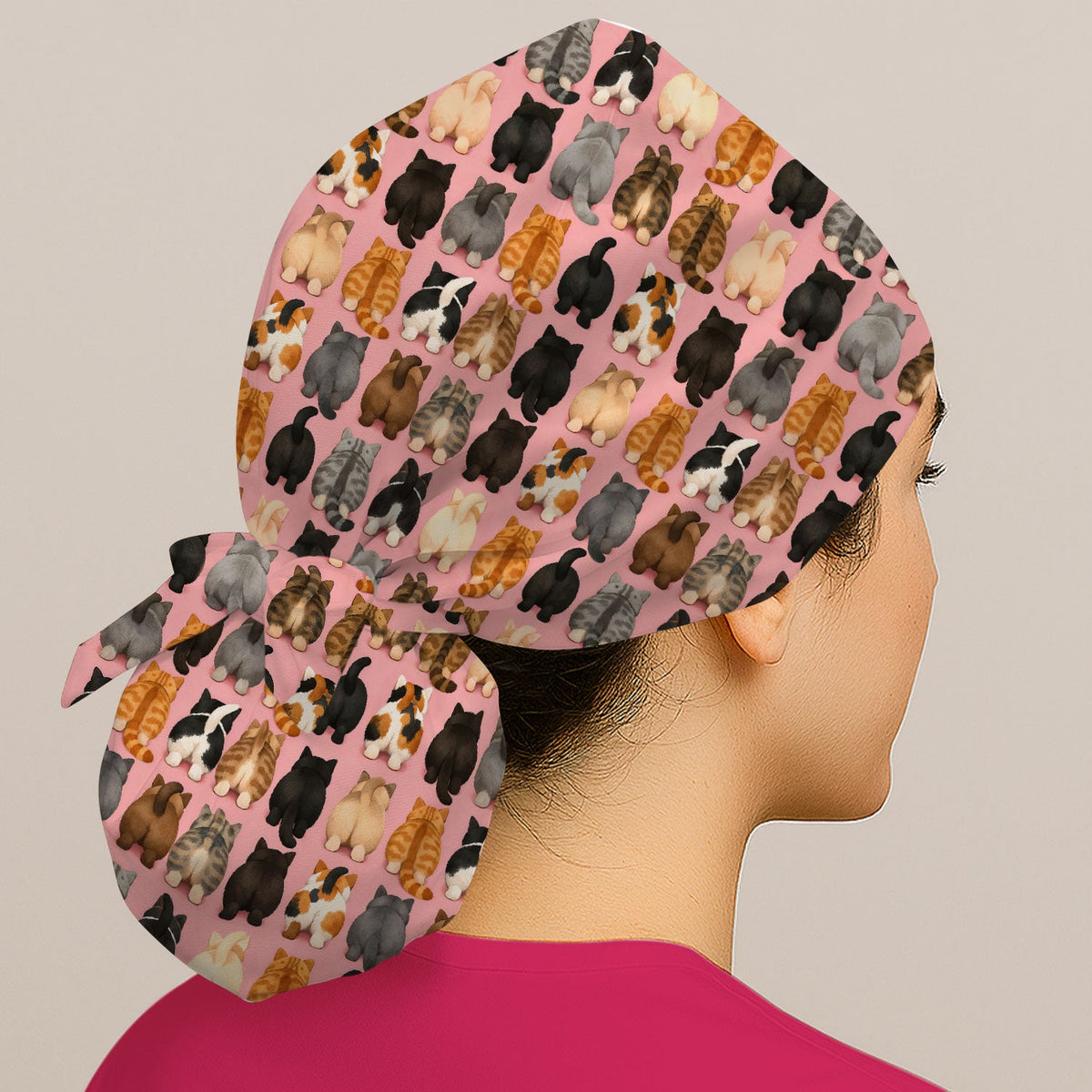 Cats Back View Scrub Cap
