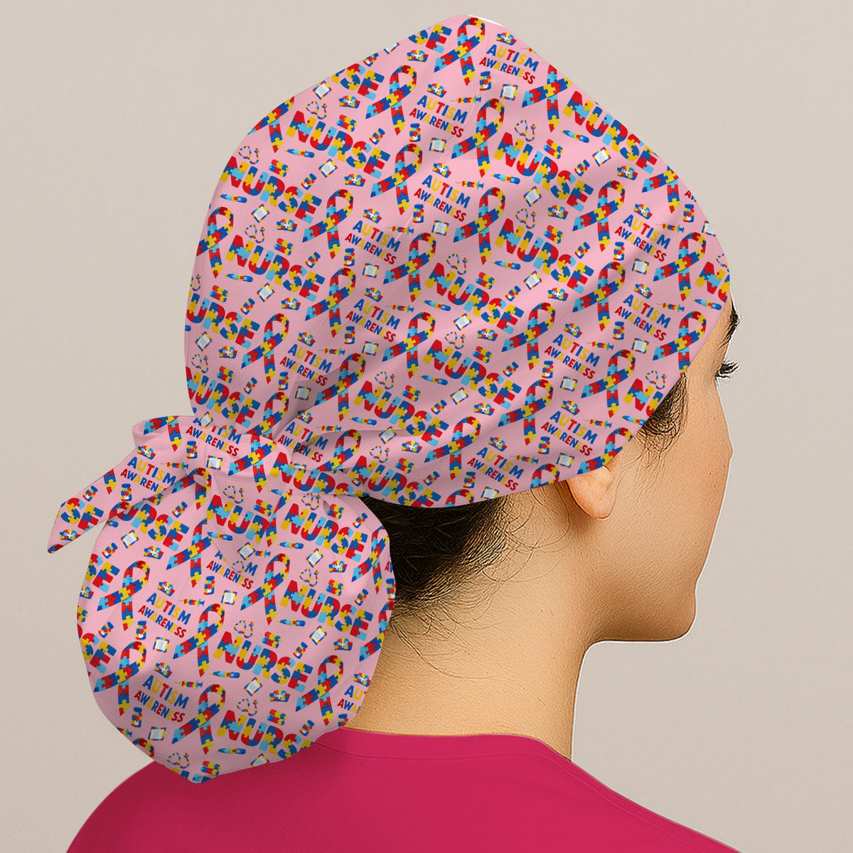 Autism Awareness Puzzle Ribbon Scrub Cap