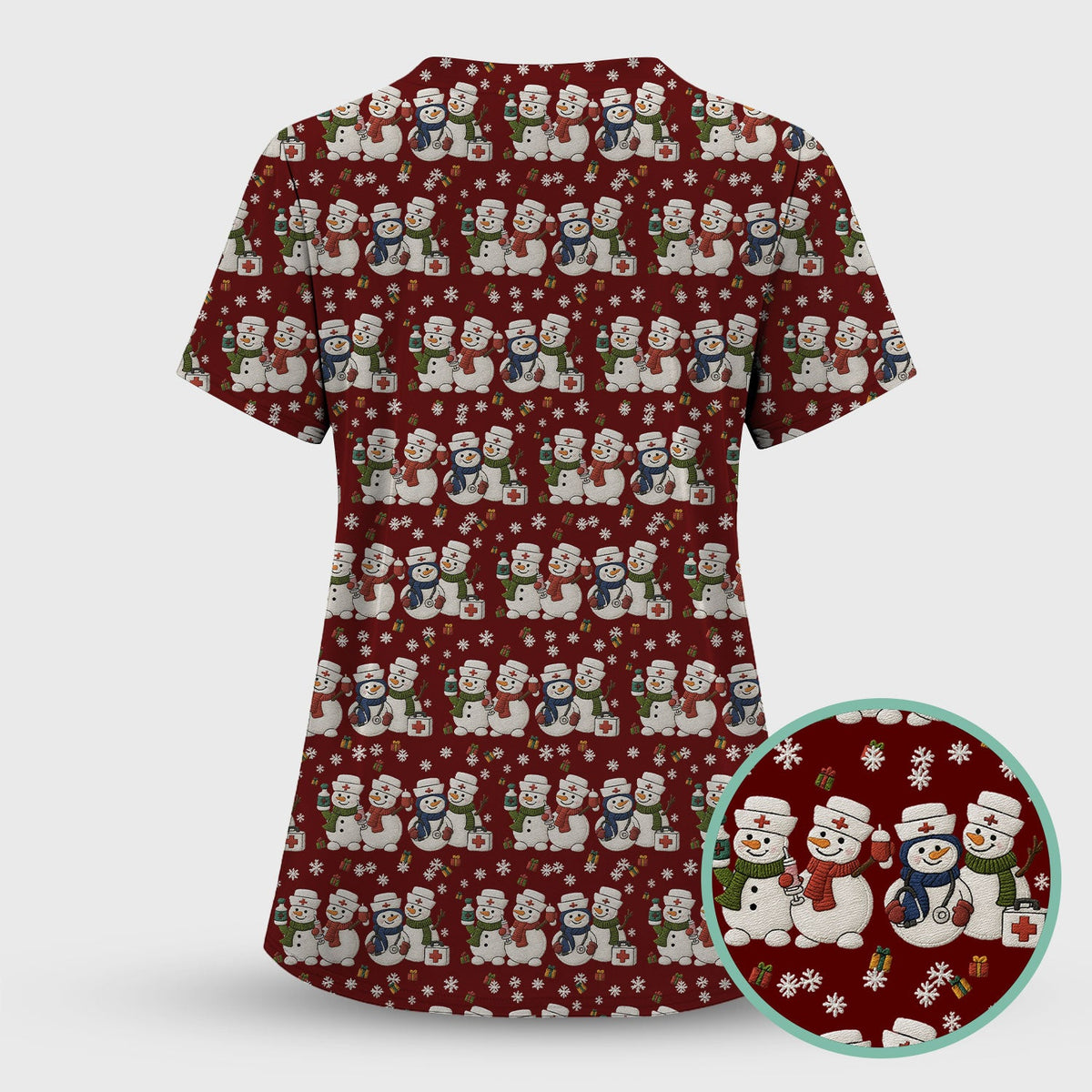 Snowman Nurse Scrub Top - Christmas Gift