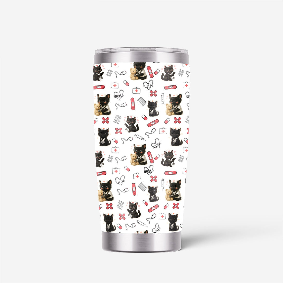 Personalized Black Kittens Cat Lover Nurse Tumbler