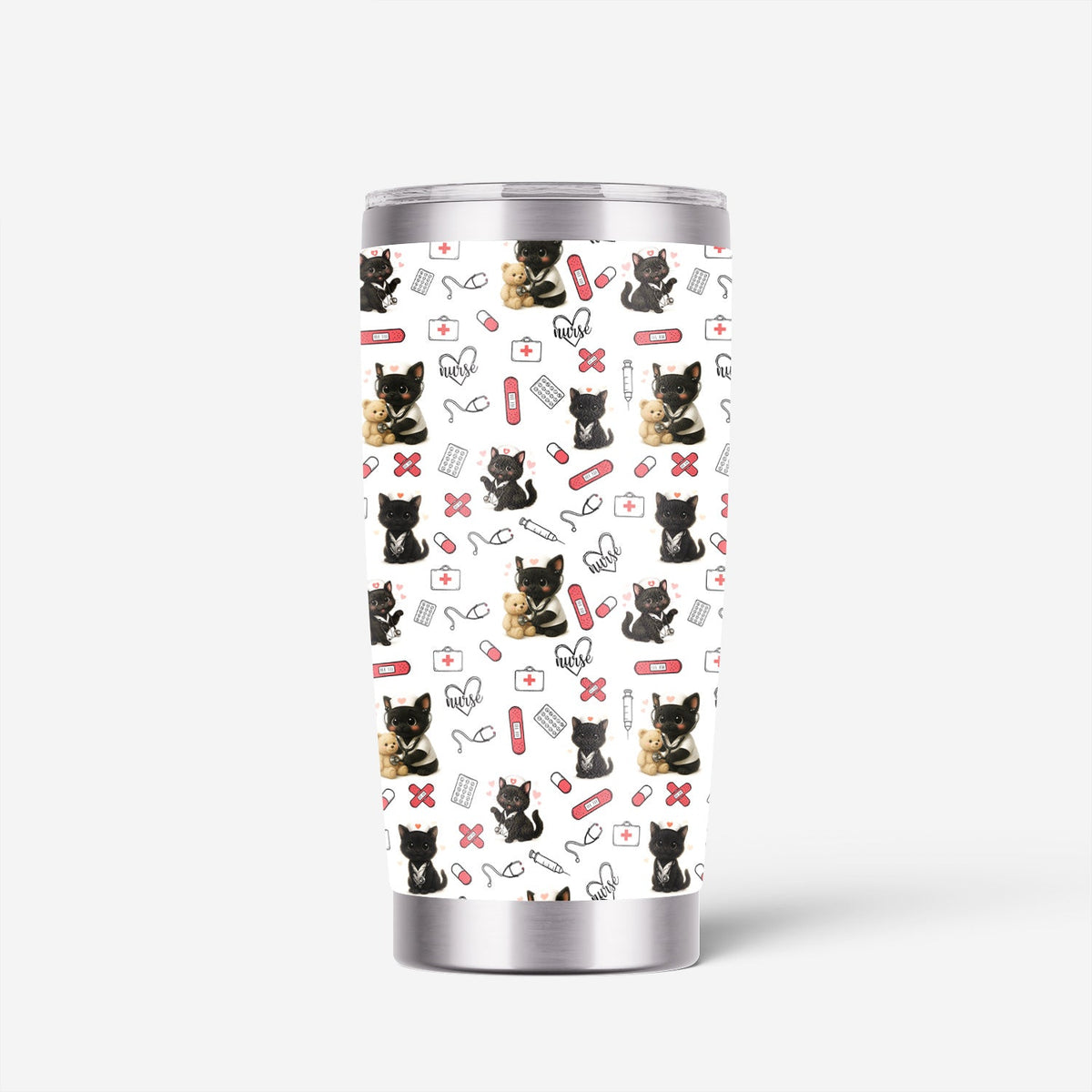Personalized Black Kittens Cat Lover Nurse Tumbler