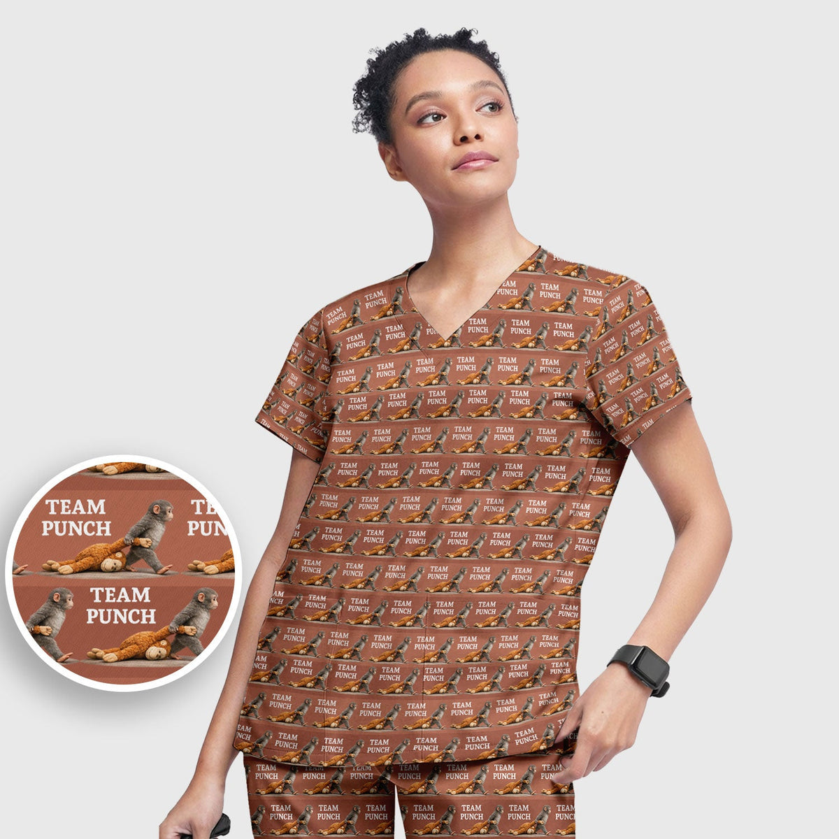 Team Punch Playful Monkey Nurse Scrub Set