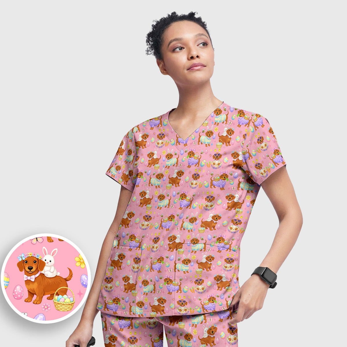 Easter Dachshund Nurse Scrub Set