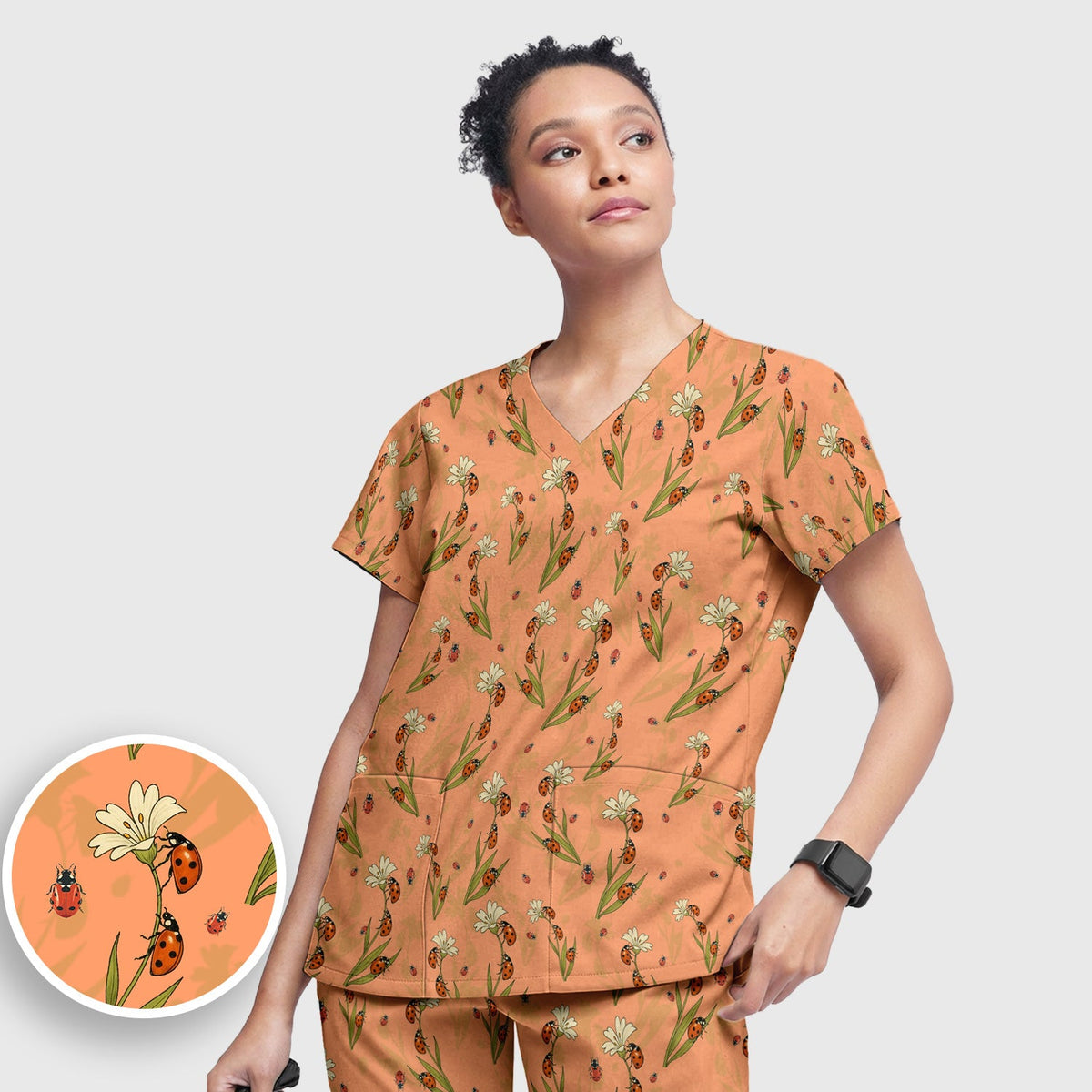 Fresh Daisy Ladybug Garden Nurse Scrub Set