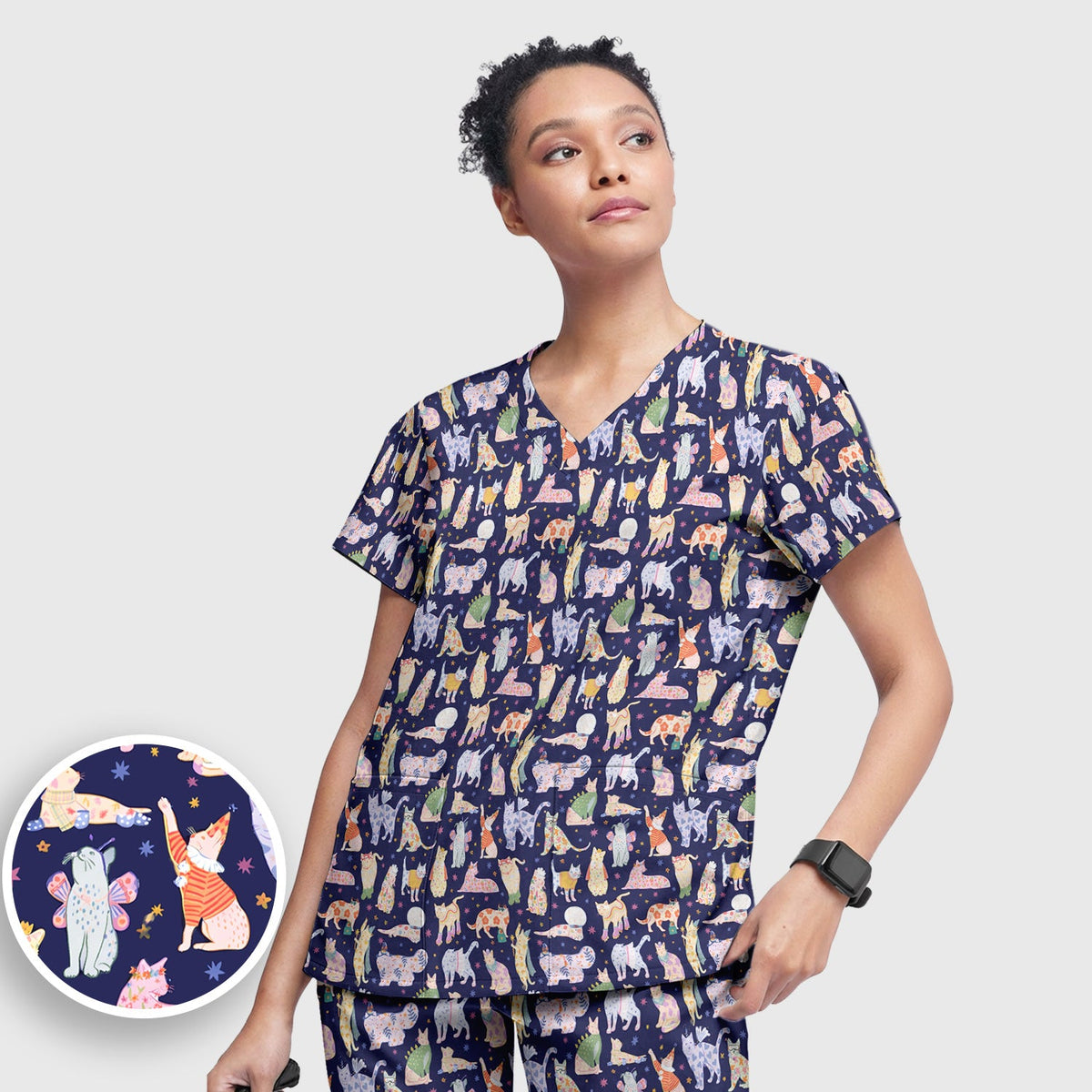 Colorful Cats Nurse Scrub Set