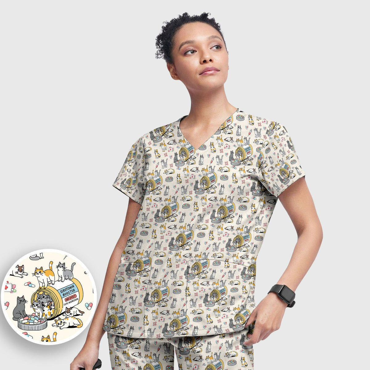 Cat Serotonin Booster Nurse Scrub Set