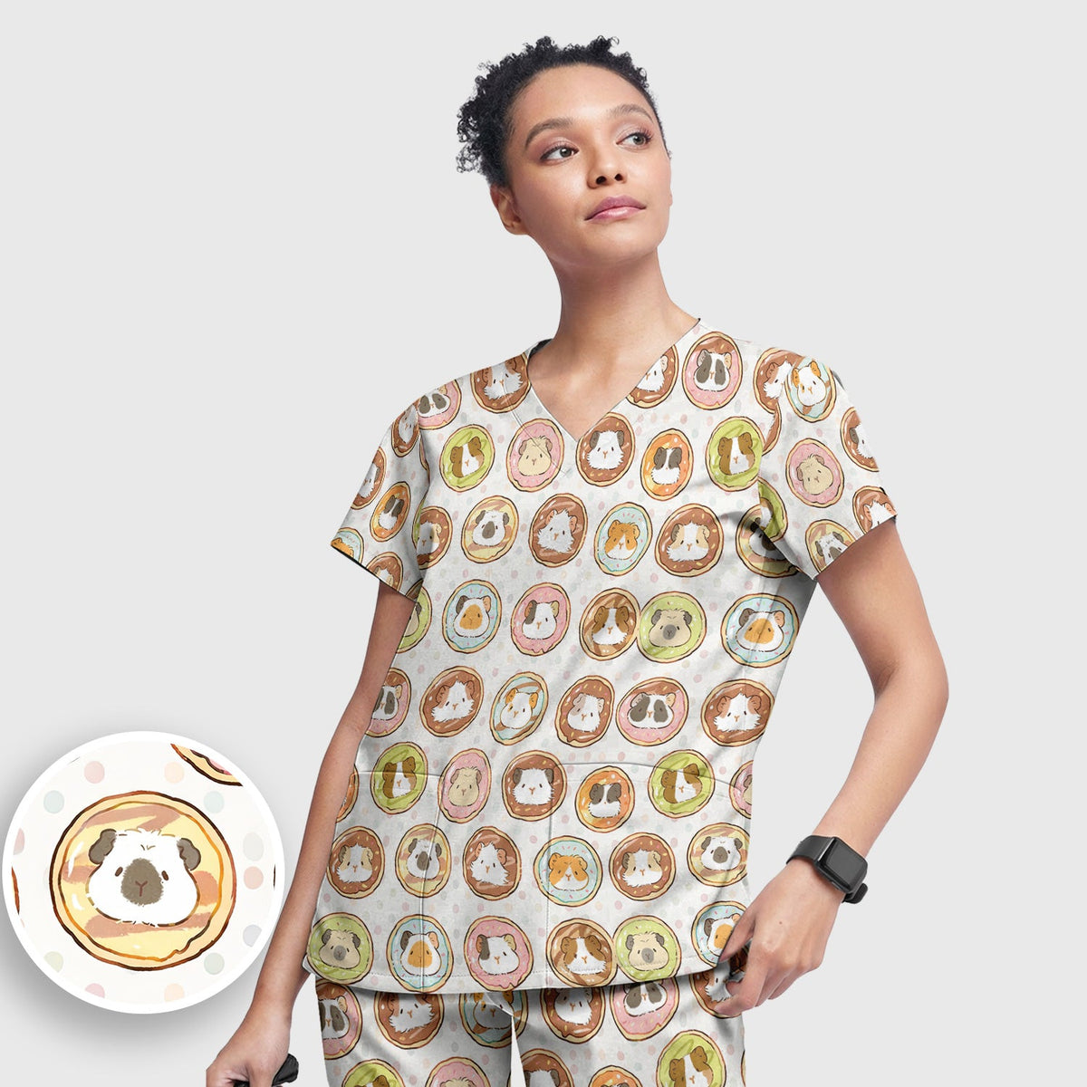 Guinea Pig Donut Nurse Scrub Set