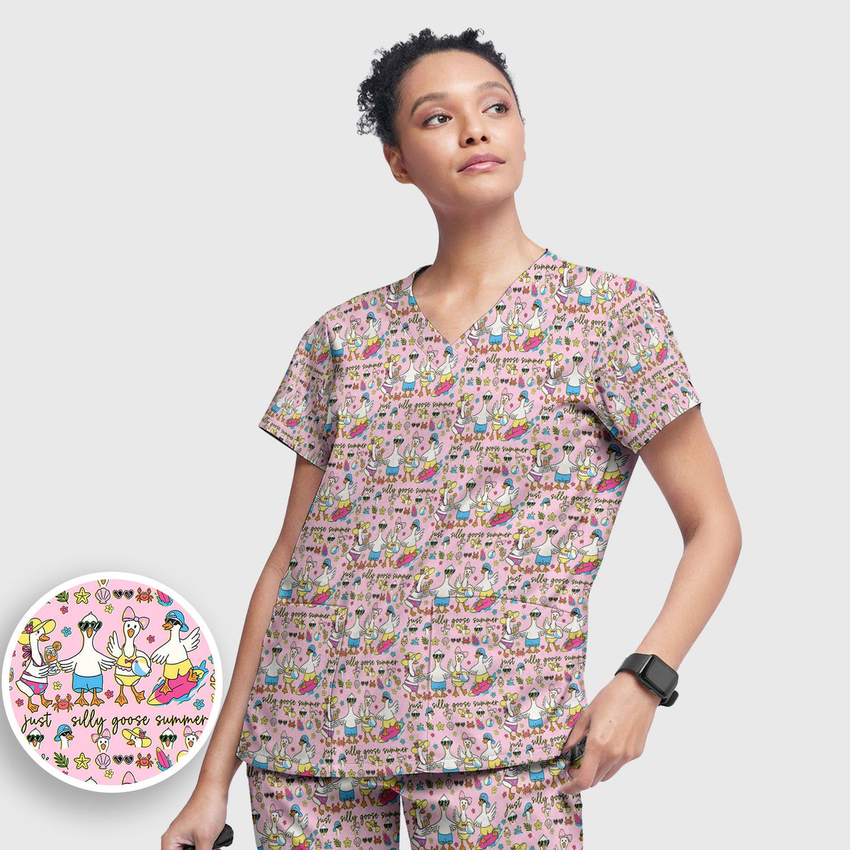 Silly Goose Summer Nurse Scrub Set
