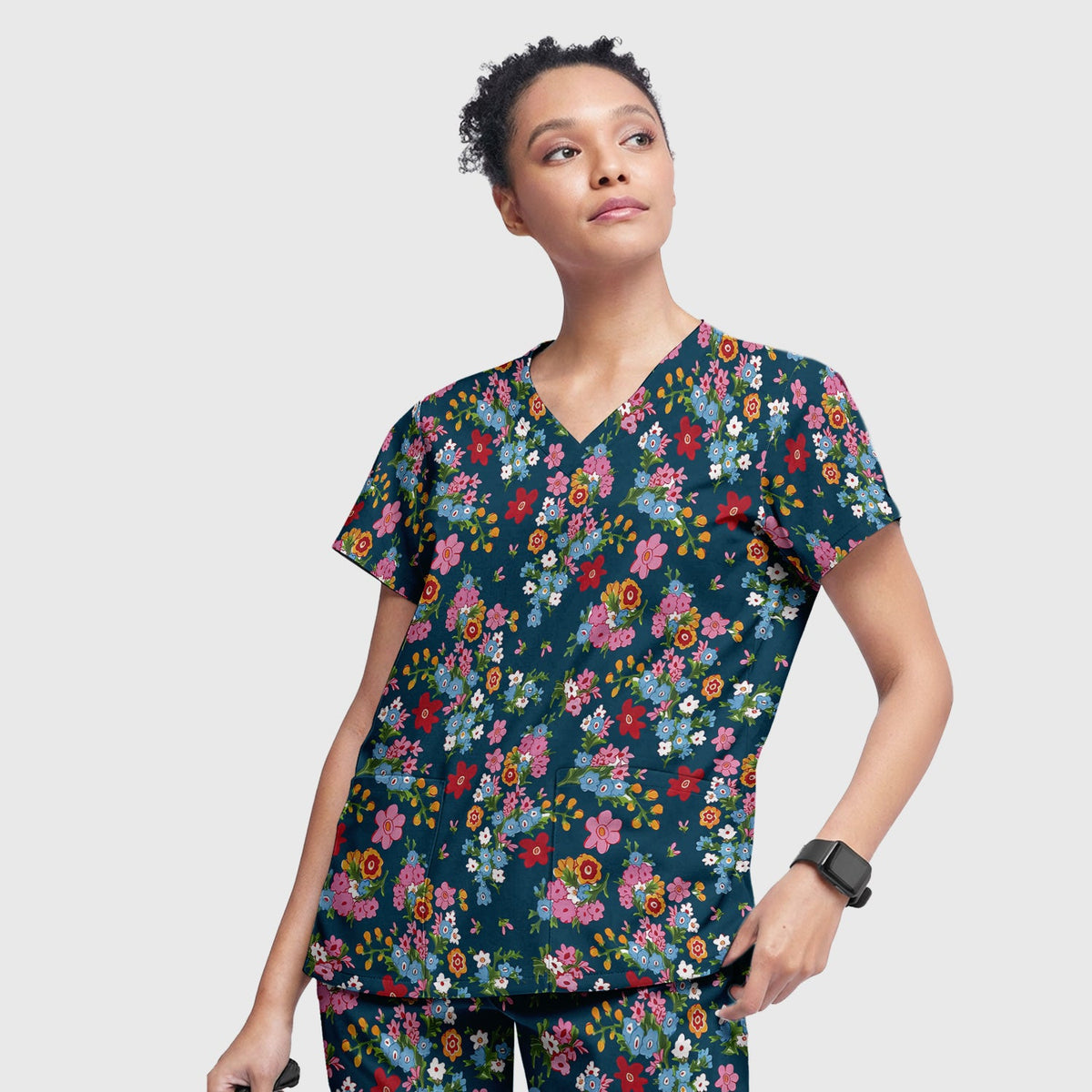 Vintage Floral Bouquet Nurse Scrub Set